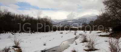The Lozoya Valley after snowing in winter.